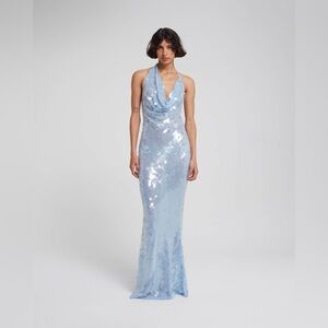 Rat and Boa Anais Blue Sequin Halter Dress